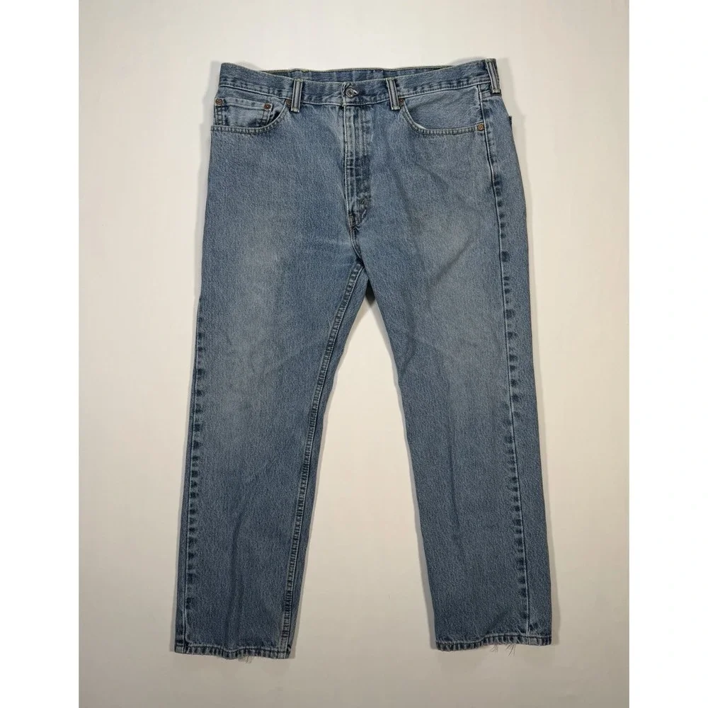 Levi's 505 Regular Fit Jeans Men's 38x29 Light Wash Blue Denim Straight Leg